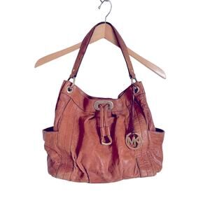 Michael kors brown leather satchel handbag